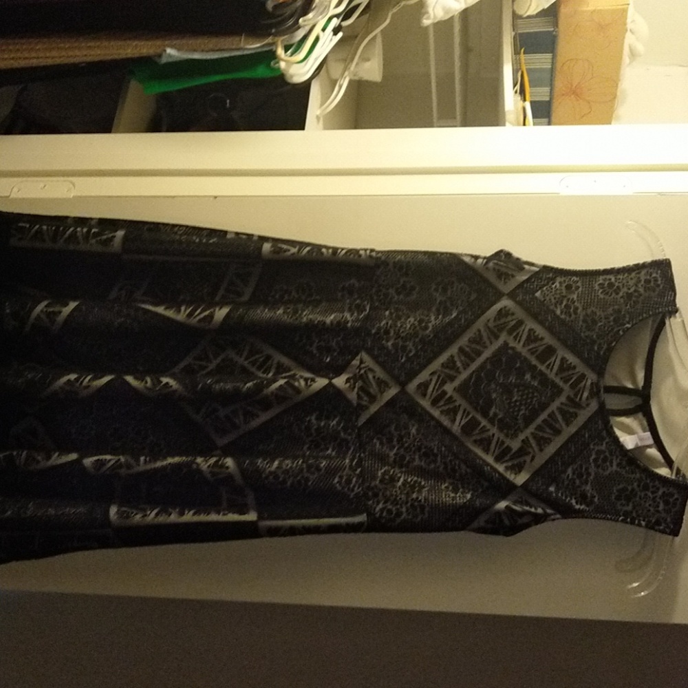 Mesh black dress with nude under dress